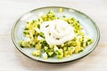 Squid salad with egg, green onion Step-by-step recipe step 6 mayonnaise dressing