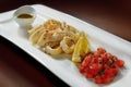 Squid Calamari salad tomato shred Royalty Free Stock Photo