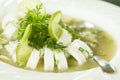 Squid steamed with lemon soup in white dish Royalty Free Stock Photo