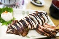 Grilled buttered fresh squid Royalty Free Stock Photo