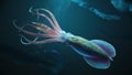a squid swimming underwater at night Royalty Free Stock Photo
