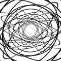 Squiggle, squiggly circles, ovals, lines. Spiral made of random