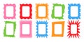 Squiggle stories frames set. Jaggered edges, retro scallop frames, psychedelic rectangles, photo frames, groovy shapes set