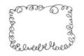 Squiggle and swirl border. Hand drawn calligraphic swirly frame. Vector illustration