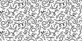 Squiggly doodle seamless background, tribal scribble repeat texture. Creative minimalist monochrome pattern in trendy