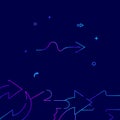 Squiggly waved winding arrow gradient line icon, vector illustration