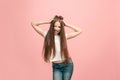 The squint eyed teen girl with weird expression Royalty Free Stock Photo