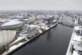 The squinty bridge over the River Clyde, formally know as Arc Bridge during the winter Royalty Free Stock Photo