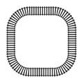 Squircle railroad frame. Railway element top view. Train track square shape with rounded corners isolated on white