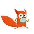 Funny cartoon squirrel with breathing mask