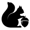 Squirrel with acorn vector silhouette icon Royalty Free Stock Photo