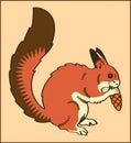 SQUIRREL ANIMAL WITH A PINE CONE