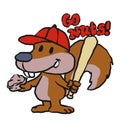 Squirrel baseball player cartoon