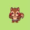 Squirrel Boxer Cute Creative Kawaii Cartoon Mascot Logo