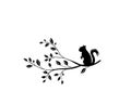 Squirrel silhouette with branch isolated on white background, vector illustration Royalty Free Stock Photo