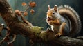 squirrel branches of a tree Royalty Free Stock Photo
