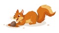 Squirrel Breaking Open Nut, Resourceful Forest Animal, vector design Generative AI Royalty Free Stock Photo