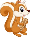 Squirrel cartoon with nut Royalty Free Stock Photo