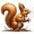 A squirrel chattering loudly and flicking its tail aggressively Royalty Free Stock Photo