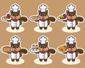 Vector illustration of cute Squirrel Chef with Food