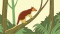 Squirrel climbing a tree branch, active forest wildlife, vector design Generative AI Royalty Free Stock Photo
