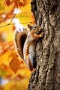 a squirrel climbing a tree