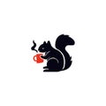 Squirrel coffee vector logo template Royalty Free Stock Photo