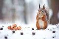 a squirrel collecting nuts for winter