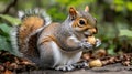 Grey Squirrel Eating a Peanut in Nature Royalty Free Stock Photo