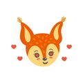 Squirrel face in love like emoji. Vector illustration in flat style