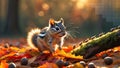 Adorable Chipmunk in Autumnal Sunlight Royalty Free Stock Photo