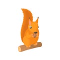 Squirrel gnaws a nut icon, cartoon style
