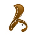 Squirrel head with tail and negative space. Vector illustration.