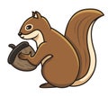 Squirrel Holding an Acorn Vector Illustration