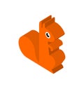 Squirrel Isometric isolated. bun tree-dwelling rodent with a bushy tail Royalty Free Stock Photo