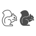 Squirrel line and solid icon. Sitting forest animal, simple silhouette. Animals vector design concept, outline style Royalty Free Stock Photo