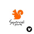 Squirrel logo. Cute small sitting squirrel symbol.