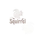 Squirrel Symbol with wood fiver Logo. Vector Illustration.