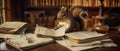 The squirrel meticulously sorting through paperwork Royalty Free Stock Photo