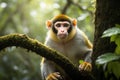 Squirrel Monkeys in their natural Amazon Rainforest Environment, created with Generative AI technology Royalty Free Stock Photo