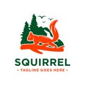 Squirrel and mountain logo design template Royalty Free Stock Photo