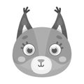 Squirrel muzzle icon in monochrome style isolated on white background. Animal muzzle symbol stock vector illustration.