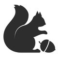 Squirrel with nut vector silhouette cartoon