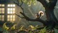 Enchanted Squirrel in Sunlit Forest Royalty Free Stock Photo