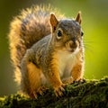 Brown north american squirrel close up portrait on the tree Royalty Free Stock Photo