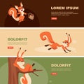 Squirrel. print banners template with squirrel in action poses. vector illustration Royalty Free Stock Photo