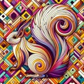 Squirrel\'s tail in geometric patterns op art Royalty Free Stock Photo