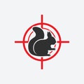 Squirrel silhouette. Animal pest icon red target