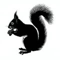 Surprizing Squirrel silhouette with nut Royalty Free Stock Photo