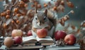Squirrel Sitting on Open Book, A Captivating Moment in Natures Library